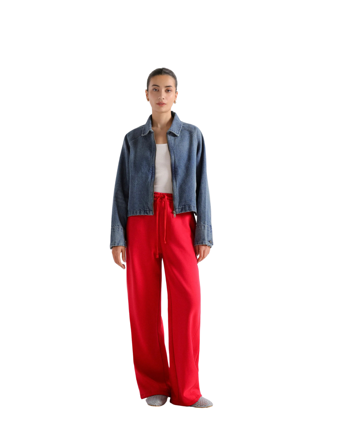 Cropped Denim zipper Jacket
